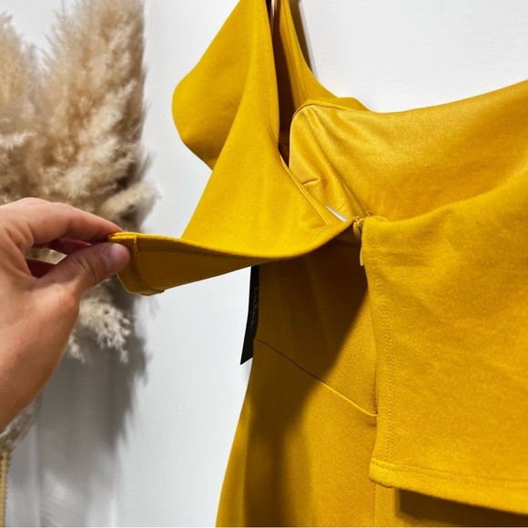 Lulus Confidence Boost Mustard Yellow Off-the-Shoulder Bodycon Dress Size S NWT - Picture 11 of 14